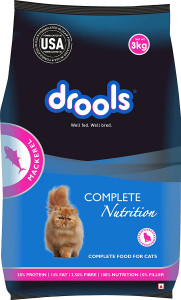 Drools Adult Complete Nutrition 1+ Year Dry Cat Food Mackeral - 3kg