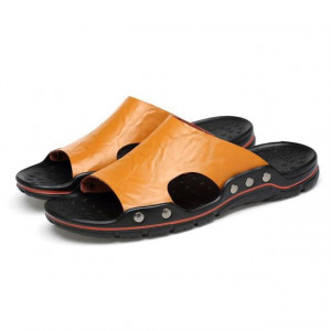 Summer Shoes for Men Genuine Leather Slippers for Men - 38