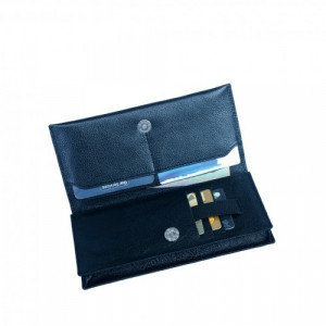 Leather Premium Purse 100% Genuine Leather Mens Wallet Blue (PW-285)