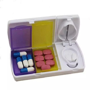 Pill Cutter Portable Splitter Divide Storage Case Medicine Box