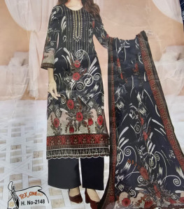 Three Piece Cotton Long 45 Salwar Kameez orna